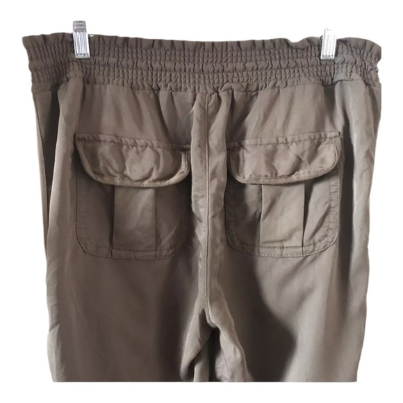 Calvin Klein Slouchy Pants Drawstring Elastic Waist, Roll Hem, Pockets, Latte  8 - Picture 6 of 10